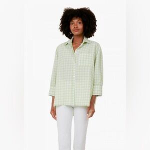 Pomander Place Green & White Adair Gingham Checkered Oversized Button Down Small